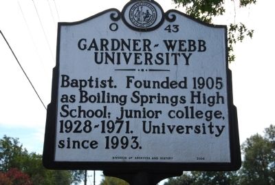 Gardner-Webb University Marker image. Click for full size.