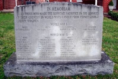Prince George County War Memorial.. Click for full size. Prince George County War Memorial. image. Click for full size.
