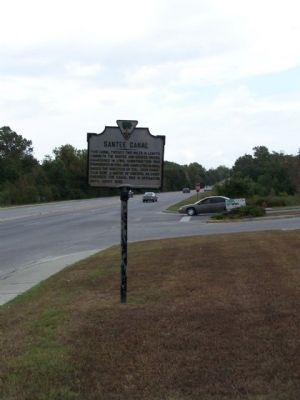 Santee Canal Marker, as seen looking north along US 71 / US 52 image. Click for full size.