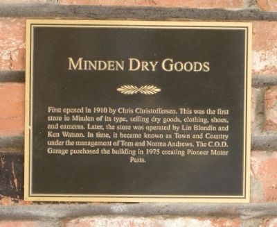 Minden Dry Goods Marker. Click for full size. Minden Dry Goods Marker image. Click for full size.
