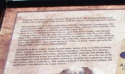 Upper Left Section - - Knox County Veterans Memorial Park Marker. Click for full size. Upper Left Section - - Knox County Veterans Memorial Park Marker image. Click for full size.