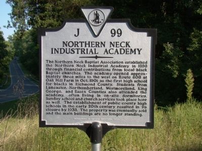 Northern Neck Industrial Academy Marker. Click for full size. Northern Neck Industrial Academy Marker image. Click for full size.