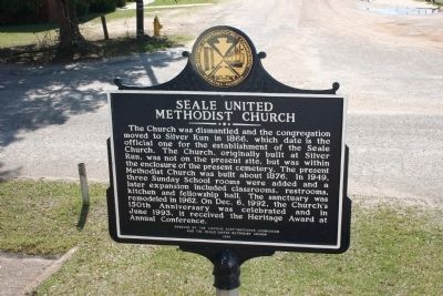 Seale United Methodist Church Marker: Reverse Side image. Click for full size.