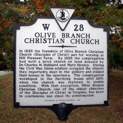 Olive Branch Christian Church Marker image. Click for full size.