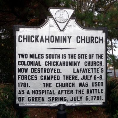 Chickahominy Church Marker image. Click for full size.