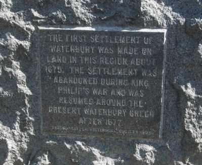 First Settlement of Waterbury Marker image. Click for full size.
