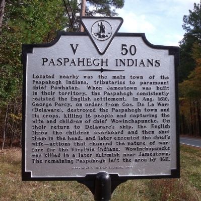 Paspahegh Indians Marker image. Click for full size.