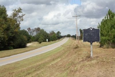 Revolutionary Skirmish  Marker looking west along Brewington Road near the I-95 overpass image. Click for full size.