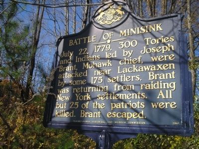 Battle of Minisink Marker. Click for full size. Battle of Minisink Marker image. Click for full size.