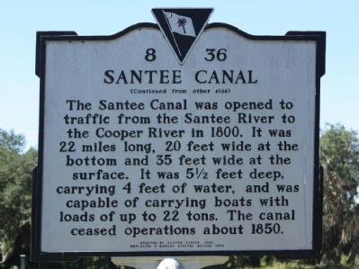 Santee Canal Marker, reverse side image. Click for full size.