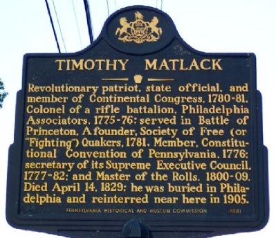 Timothy Matlack Marker. Click for full size. Timothy Matlack Marker image. Click for full size.