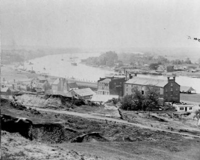 View of Rocketts [Landing] and south side of James River from Libby Hill. image. Click for full size.