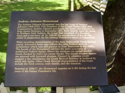 Andrew Johnson Homestead Marker image. Click for full size.