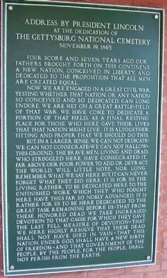 Address by President Lincold at the Dedication of the Gettysburg National Cemetery November 19,1863 image. Click for full size.