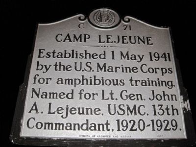 Camp Lejeune Marker image. Click for full size.