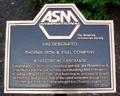 Phoenix Iron & Steel Co. Historical Landmark Marker image. Click for full size.