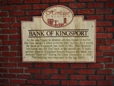 Bank Of Kingsport Marker image. Click for full size.
