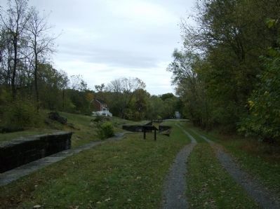 Looking back, east, from Lock #50 at Locks #49, 48, and 47 image. Click for full size.