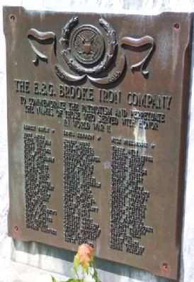 The E. & G. Brooke Iron Company World War II Memorial Marker image. Click for full size.