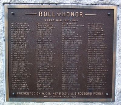 Birdsboro World War I Memorial Marker image. Click for full size.