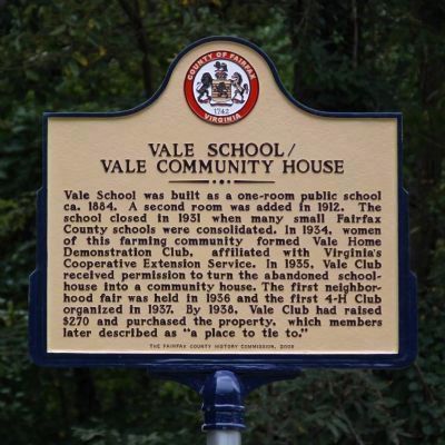 Vale School / Vale Community House Marker image. Click for full size.