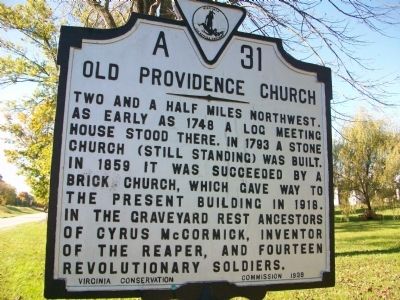 Old Providence Church Marker image. Click for full size.