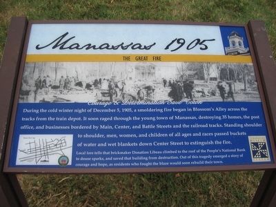 Manassas 1905 - The Great Fire Marker image. Click for full size.