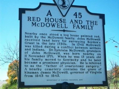 Red House and the McDowell Family Marker image. Click for full size.