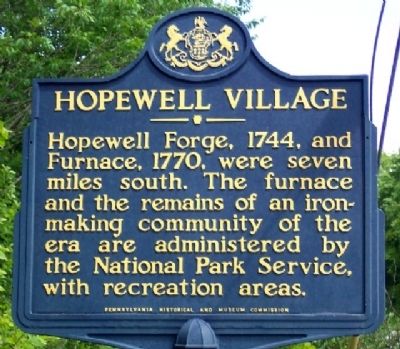 Hopewell Furnace Marker image. Click for full size.