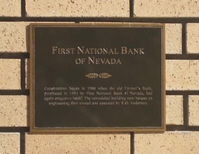 First National Bank of Nevada Marker. Click for full size. First National Bank of Nevada Marker image. Click for full size.