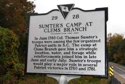 Sumter's Camp at Clems Branch Marker image. Click for full size.