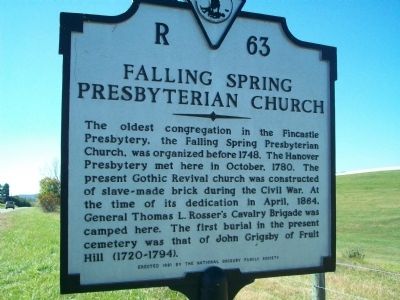 Falling Spring Presbyterian Church Marker image. Click for full size.