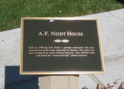 A. F. Neidt House Marker. Click for full size. A. F. Neidt House Marker image. Click for full size.