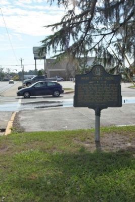 Ware Court House Marker, as seen driving south on State Street. Click for full size. Ware Court House Marker, as seen driving south on State Street image. Click for full size.