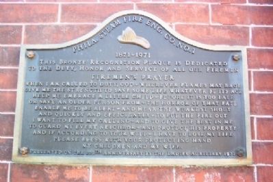 1971 Philadelphia Fire Co. #1 Centennial Marker image. Click for full size.