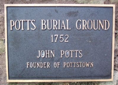 The Potts Burial Ground 1752 Marker on Wall. Click for full size. The Potts Burial Ground 1752 Marker on Wall image. Click for full size.