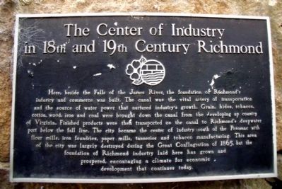 The Center of Industry in 18th and 19th Century Richmond Marker. Click for full size. The Center of Industry in 18th and 19th Century Richmond Marker image. Click for full size.