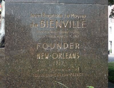Bienville Monument, north face of statue's base image. Click for full size.