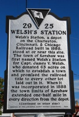 Welsh's Station / Kershaw Depot Marker image. Click for full size.