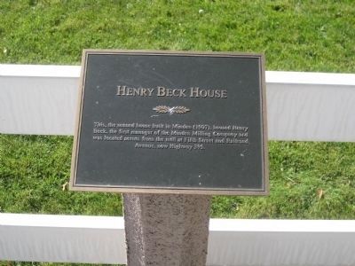 Henry Beck House Marker. Click for full size. Henry Beck House Marker image. Click for full size.