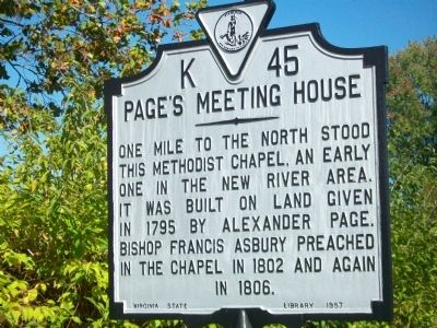 Page's Meeting House Marker image. Click for full size.