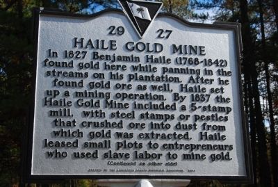 Haile Gold Mine Marker (front) image. Click for full size.