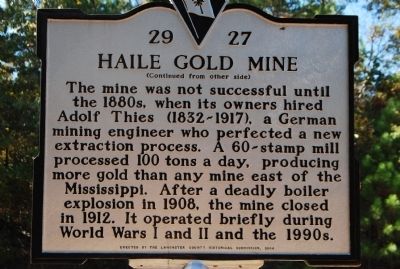 Haile Gold Mine Marker image. Click for full size.