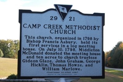 Camp Creek Methodist Church Marker image. Click for full size.
