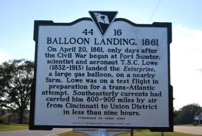 Balloon Landing, 1861 Marker image. Click for full size.