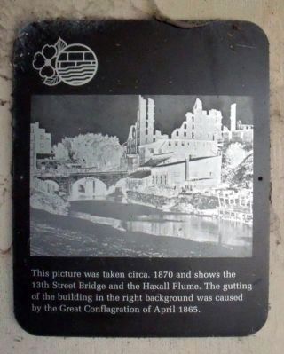13th Street Bridge and Haxall Flume marker. Click for full size. 13th Street Bridge and Haxall Flume marker image. Click for full size.