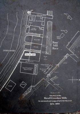 Site plan of the Haxall Crenshaw Mills. Click for full size. Site plan of the Haxall Crenshaw Mills image. Click for full size.