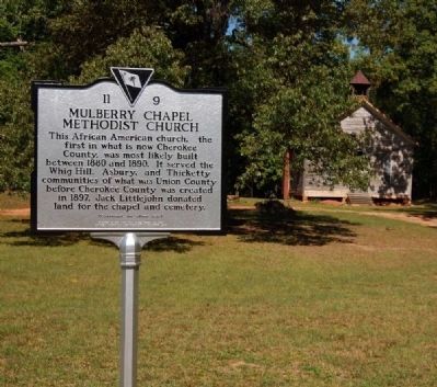 Mulberry Chapel Methodist Church and Marker Front image. Click for full size.