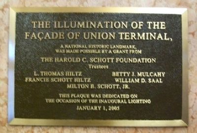 The Illumination of the Facade of Union Terminal Marker image. Click for full size.