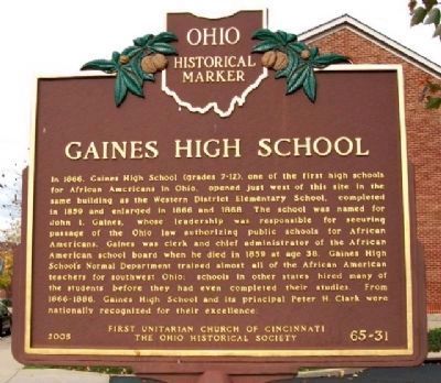 Gaines High School Marker (Side A) image. Click for full size.
